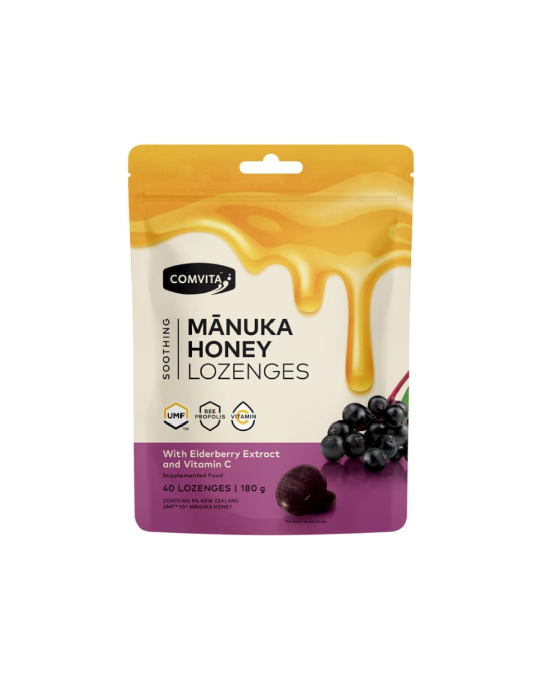 Comvita Manuka Honey Lozenges With Elderberry Extract 40 Lozenges