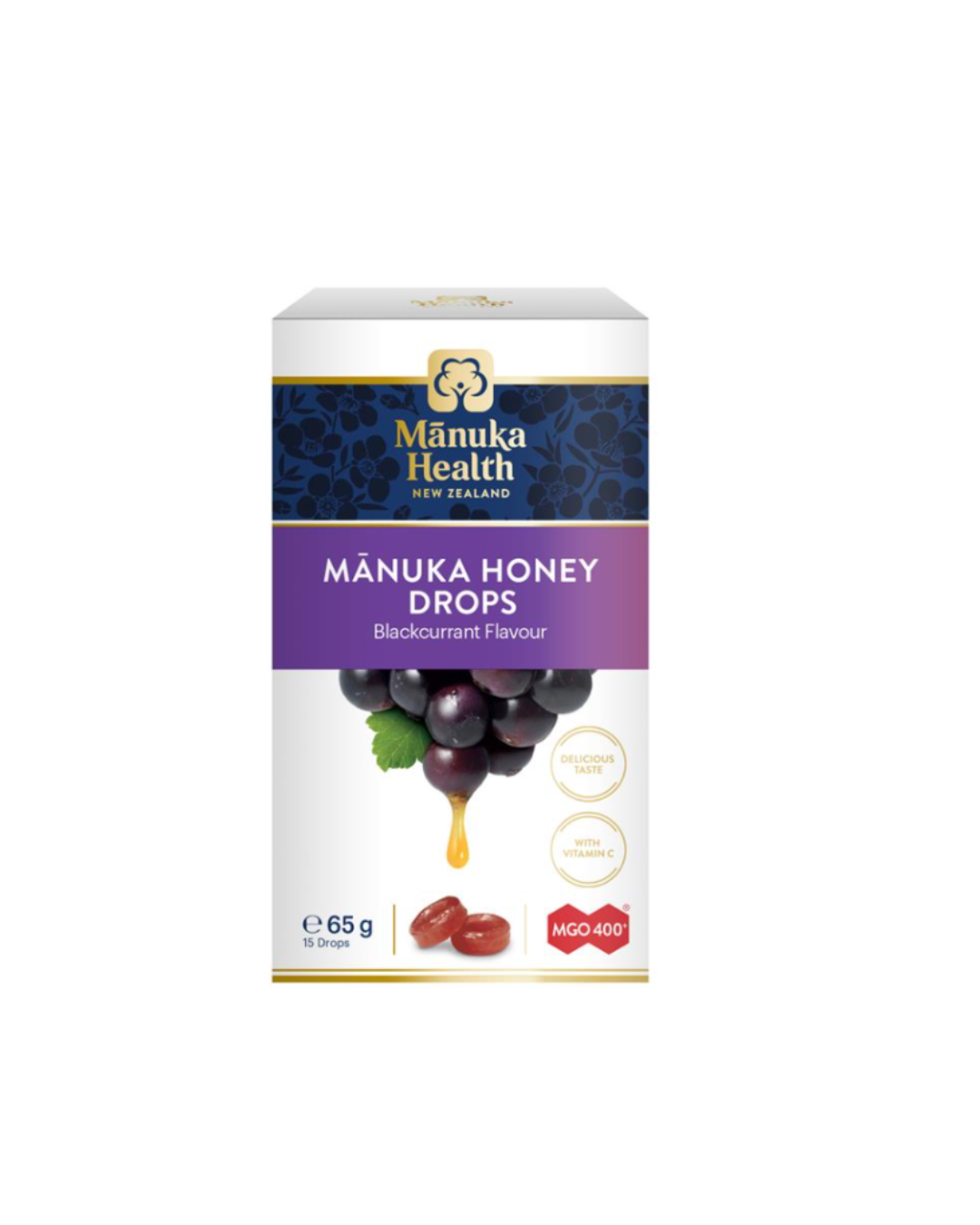 Manuka Health Manuka Honey Lozenge Drops Blackcurrant 15 Pack 65g