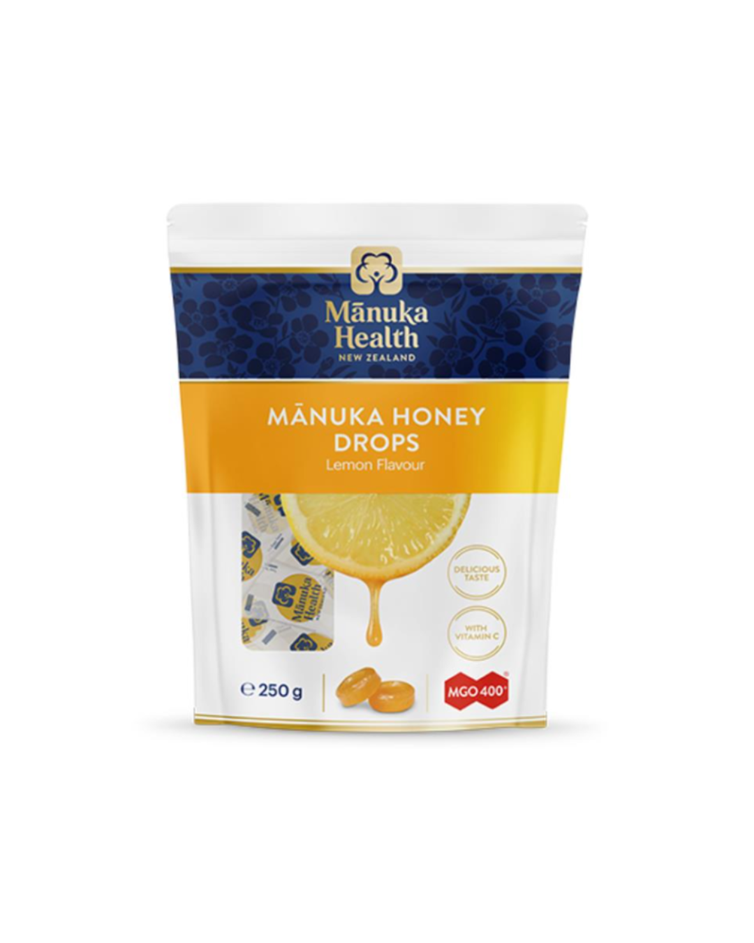 Manuka Health Manuka Honey Lozenge Drops Lemon Pouch 58 Drops 250g