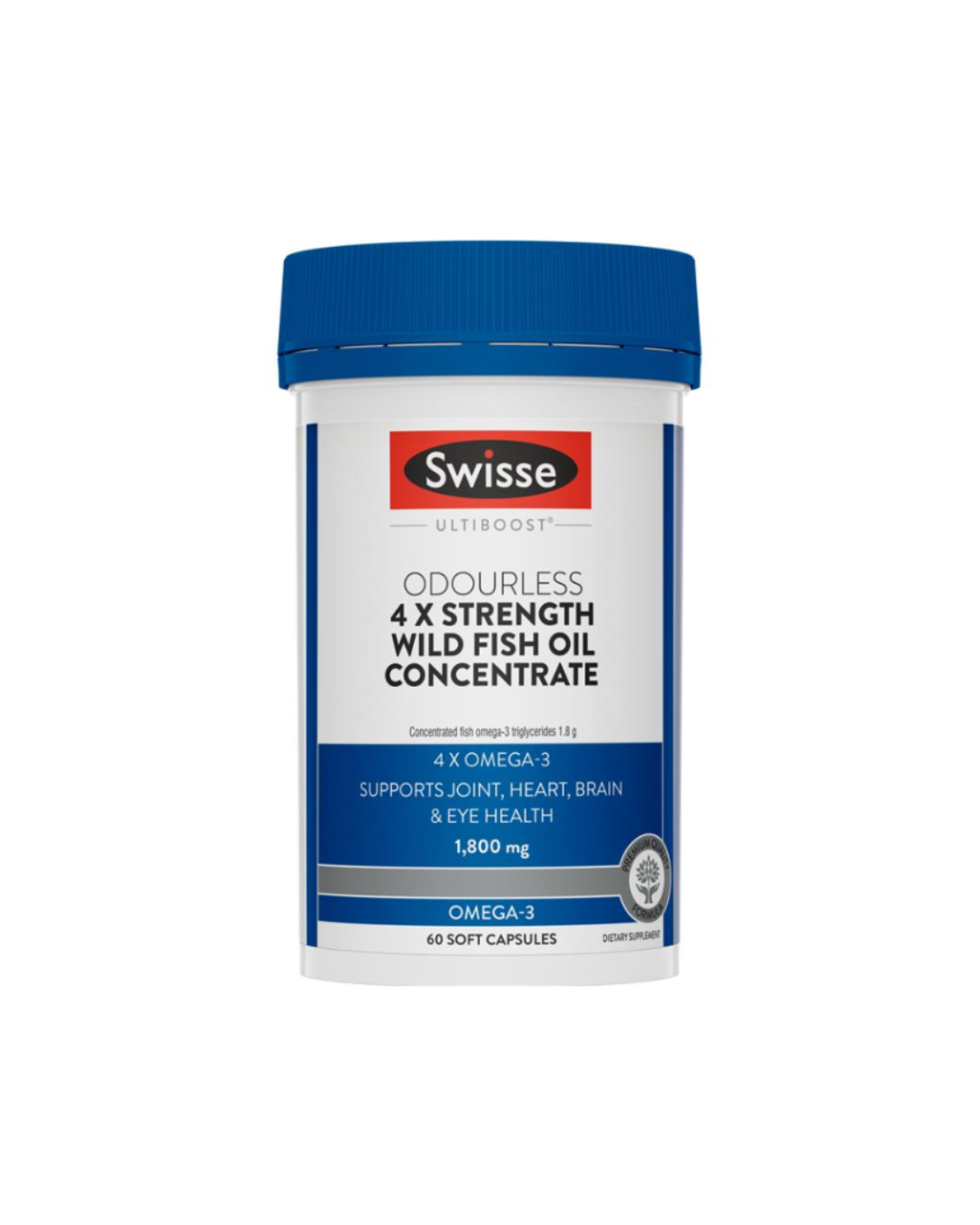 Swisse Ultiboost 4 x Strength Wild Fish Oil Concentrate 1,800mg 60 Capsules