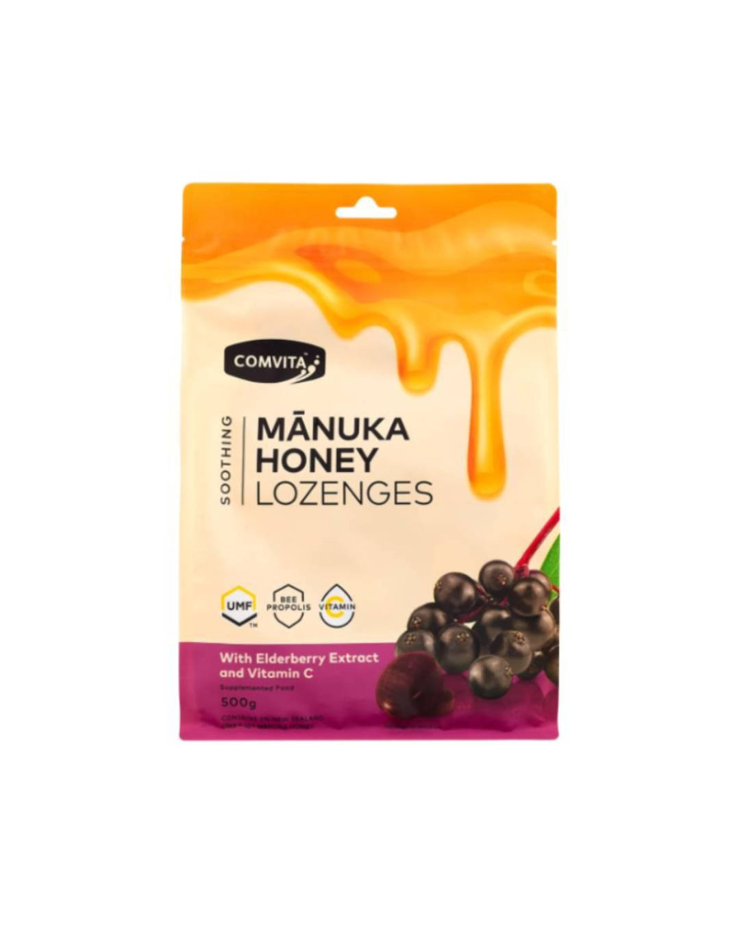 Comvita Manuka Honey Lozenges With Elderberry Extract 500g