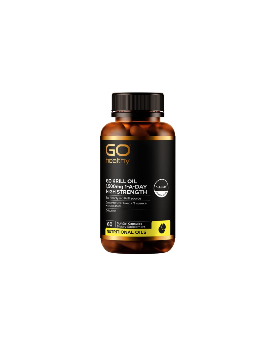 GO Healthy Krill Oil 1,500mg 1-A-Day High Strength 60 Capsules